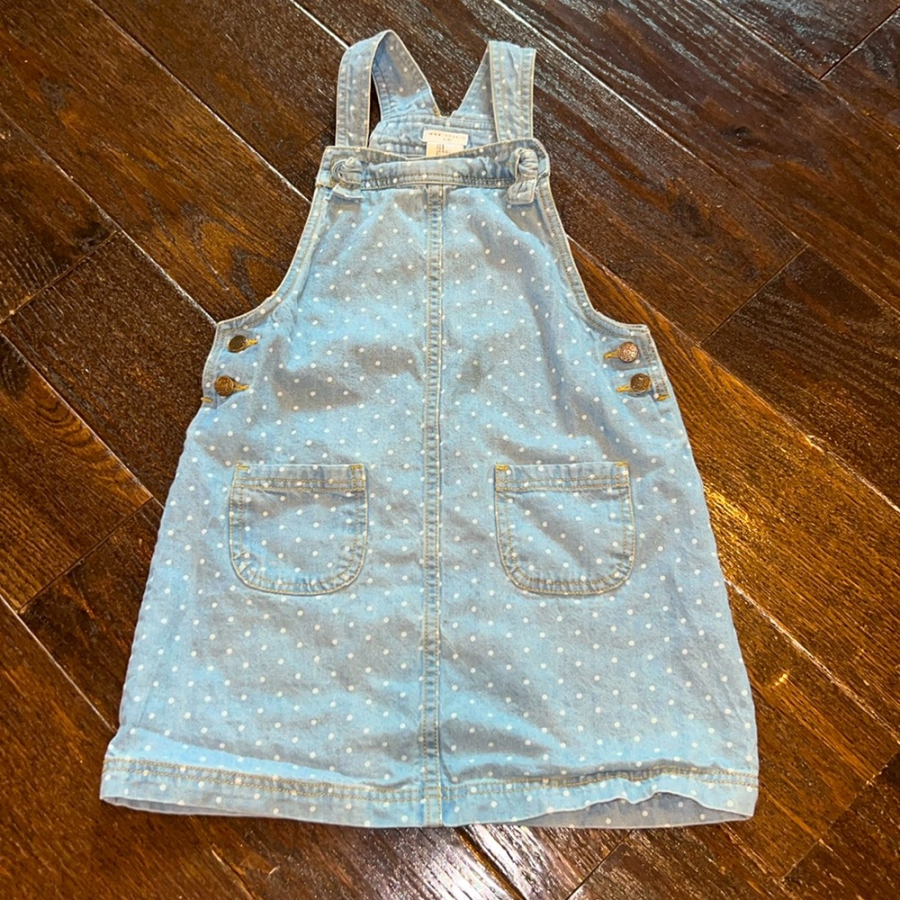 Max Studio Kids Girls Overall Dress With Polka Dots 5 EUC